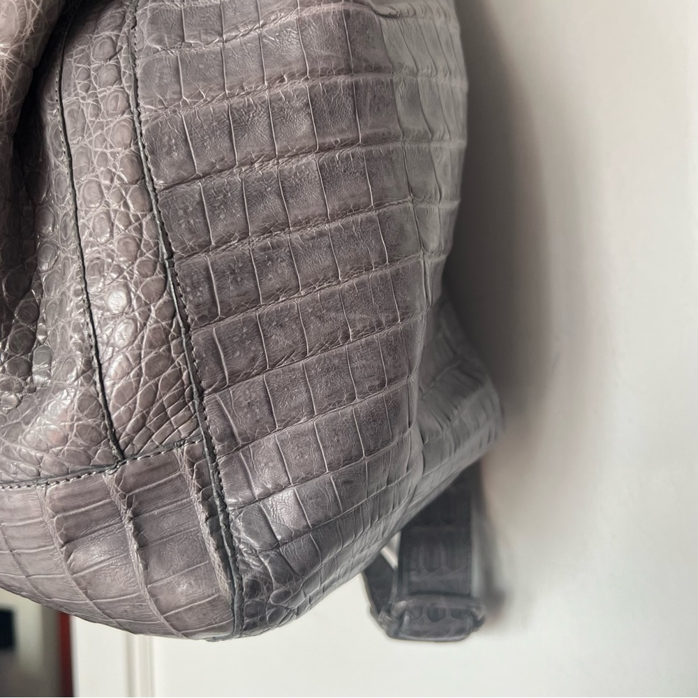 Nancy Gonzalez Grey Crocodile Drawstring Backpack - image 5